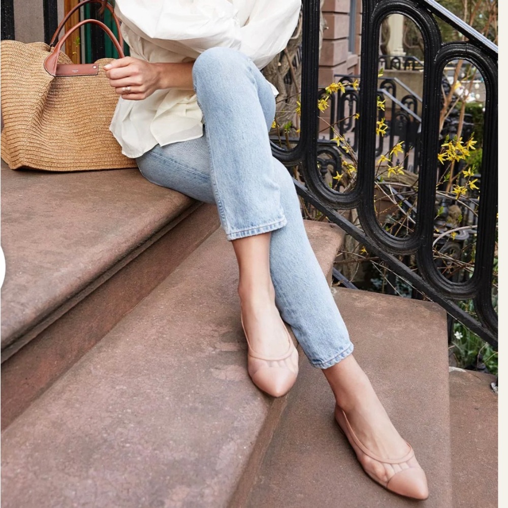 Margaux - The Pointe Flat in Rose Nappa Mesh